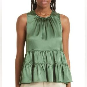 Cinq A Sept Tops Cinq A Sept Sleeveless Shari Top Green 100 % Silk